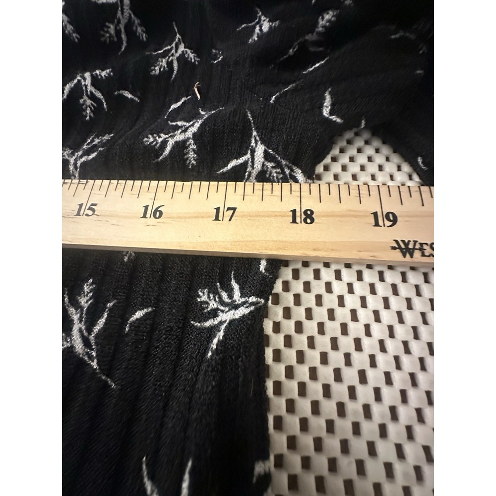 Zara Boho Babydoll Tunic Mini Dress Women Sz M Black White Texture Flowy‎ V Neck - Picture 9 of 10